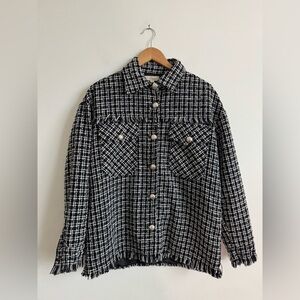 Plaid Fringe Jacket